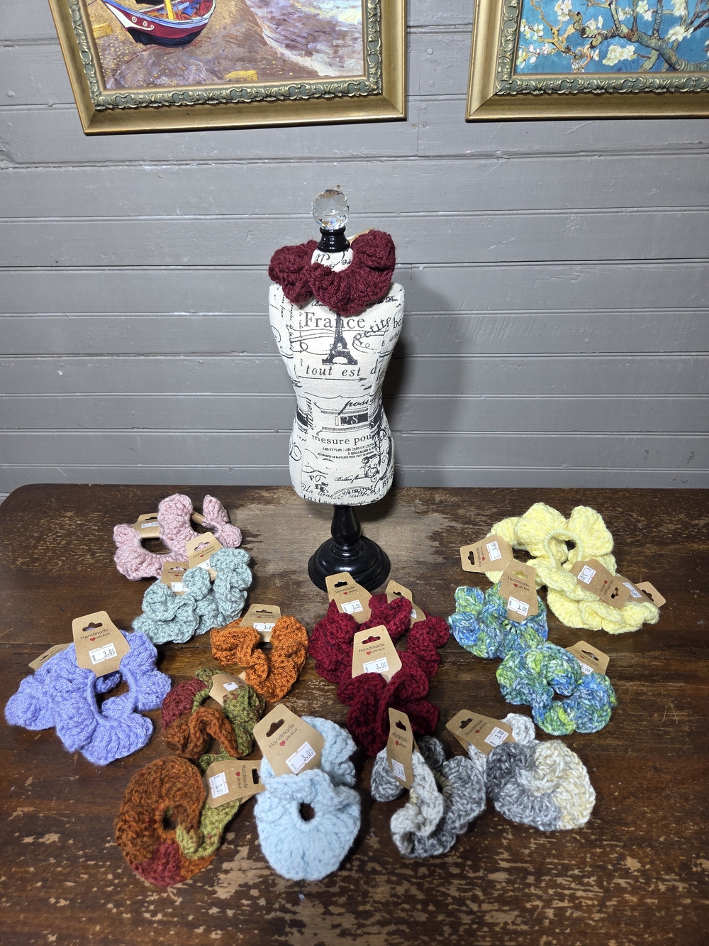 Crocheted Hair Scrunchies - Women’s Soft Knit Accessory